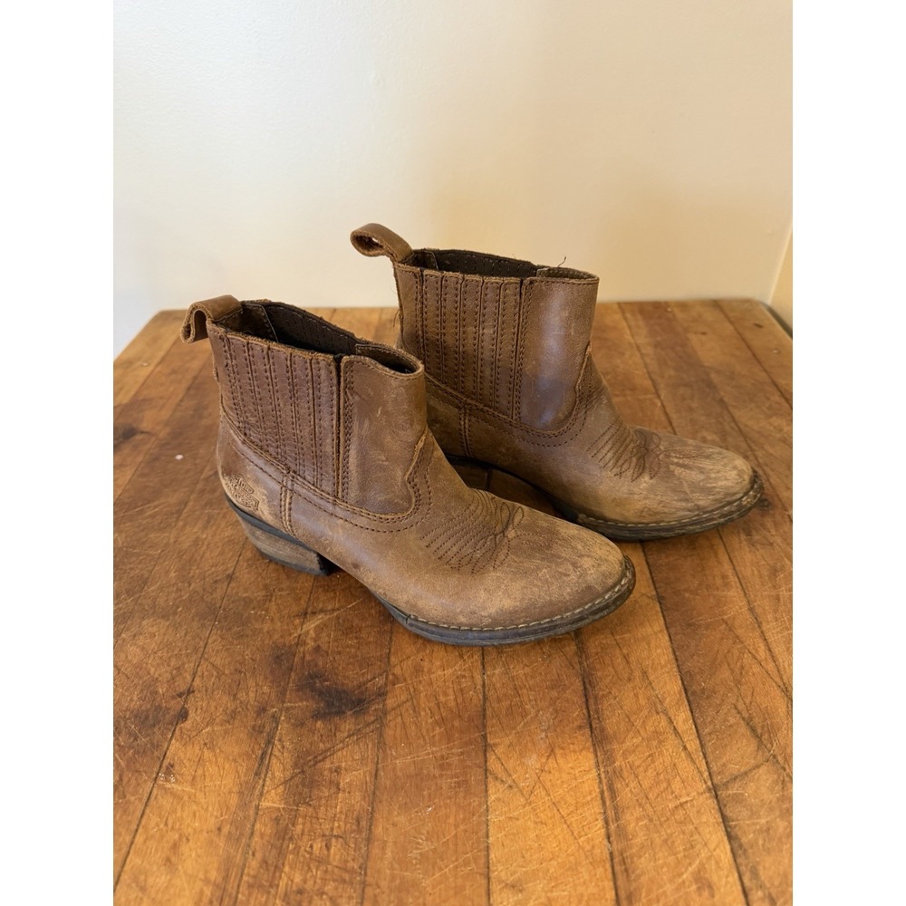 Harley Davidson Curwood Leather‎ Ankle Boots Womens 5 M Brown Biker Outdoor